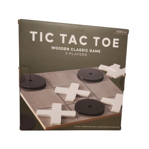 NWOT Tic Tac Toe Wooden Classic Game - Black and White - Picture 2 of 7